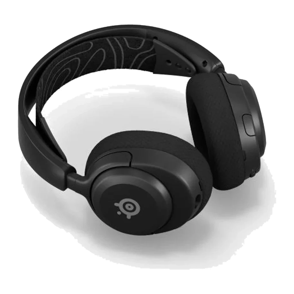 SteelSeries Arctis Nova 5 negro, vista lateral: auricular over-ear inalámbrico con logo y almohadillas hexagonales - Ítem2