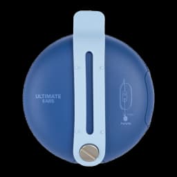 Ultimate Ears MINIROLL Azul, vista trasera frontal: parte posterior lisa azul con correa central y tornillo metálico inferior