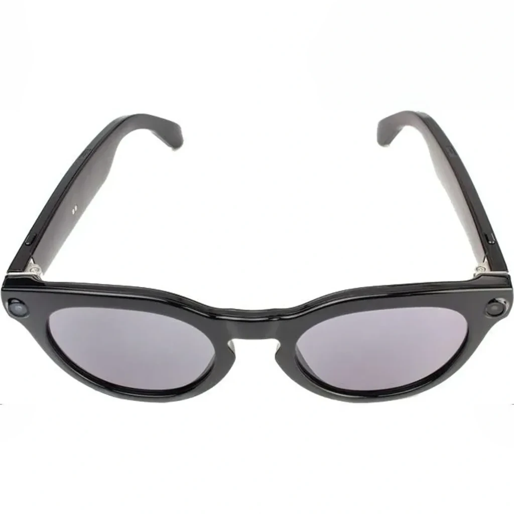 COLMI V03 Round Sunglasses 32GB negro, vista frontal: montura redonda negra con módulo de cámara en patilla izquierda - Ítem1
