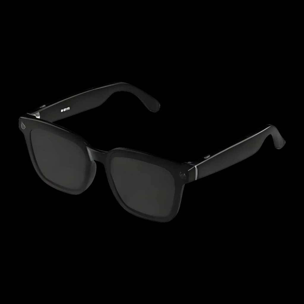 Lunettes COLMI V03 noires, monture carrée épaisse, verres fumés, branches larges avec détail métallique discret, style moderne et épuré