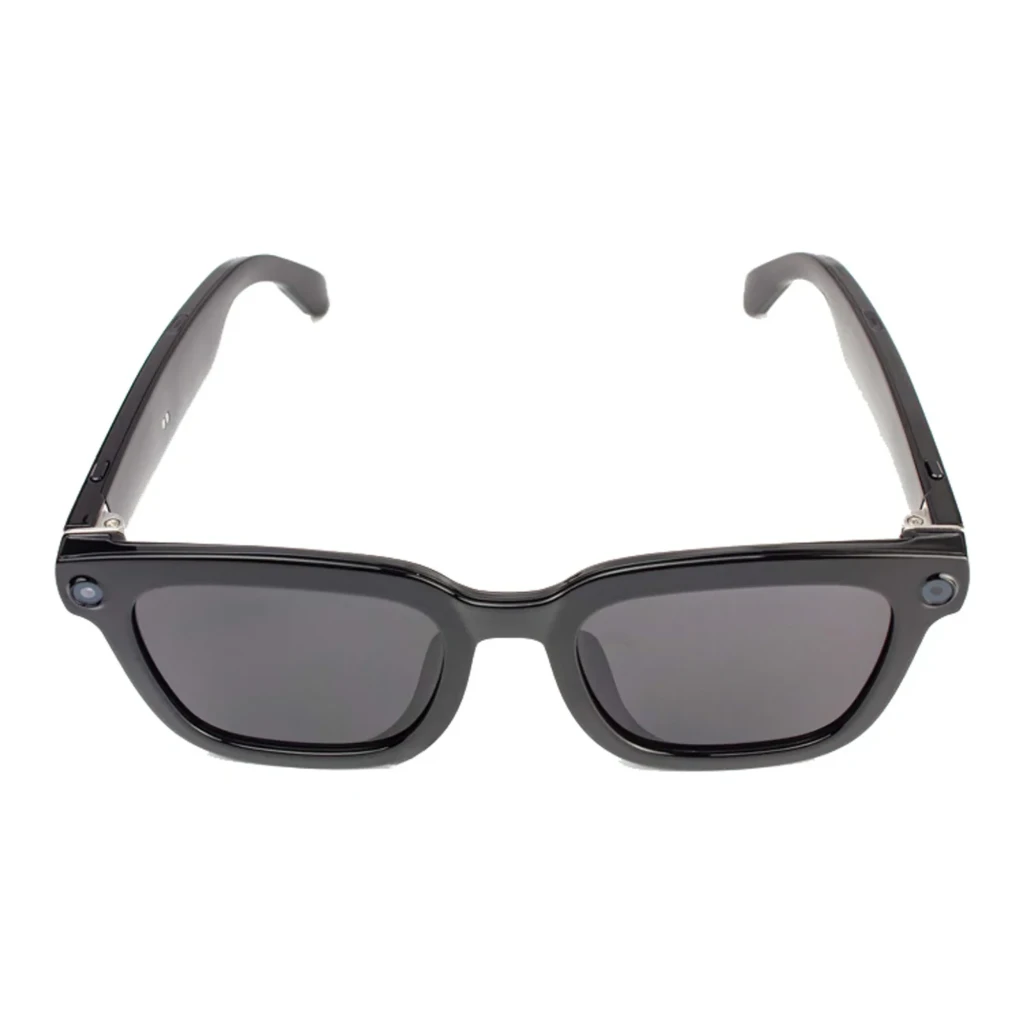 COLMI V03 Square Sunglasses negro, vista frontal: montura cuadrada negra con cámara integrada en esquina izquierda - Ítem1