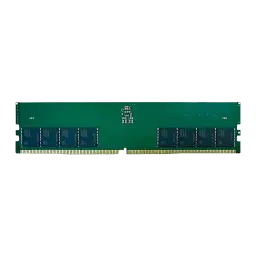 QNAP DDR5 RAM 16GB 4800MHz UDIMM T0, vista frontal: PCB verde con chips de memoria y contactos dorados
