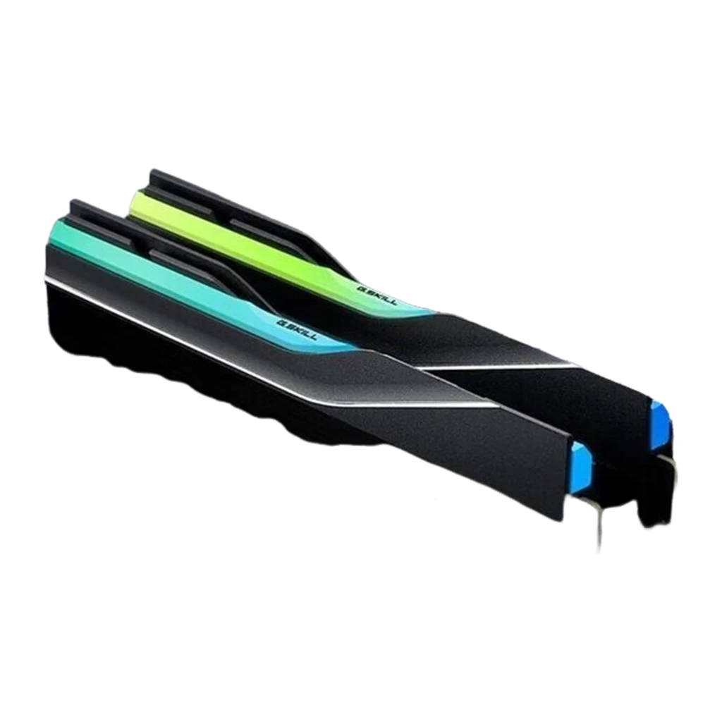 G.Skill Trident Z5 Neo RGB 64GB DDR5-6000 noir, vue de face: deux modules DIMM avec éclairage RGB bleu et vert sur le - Ítem1