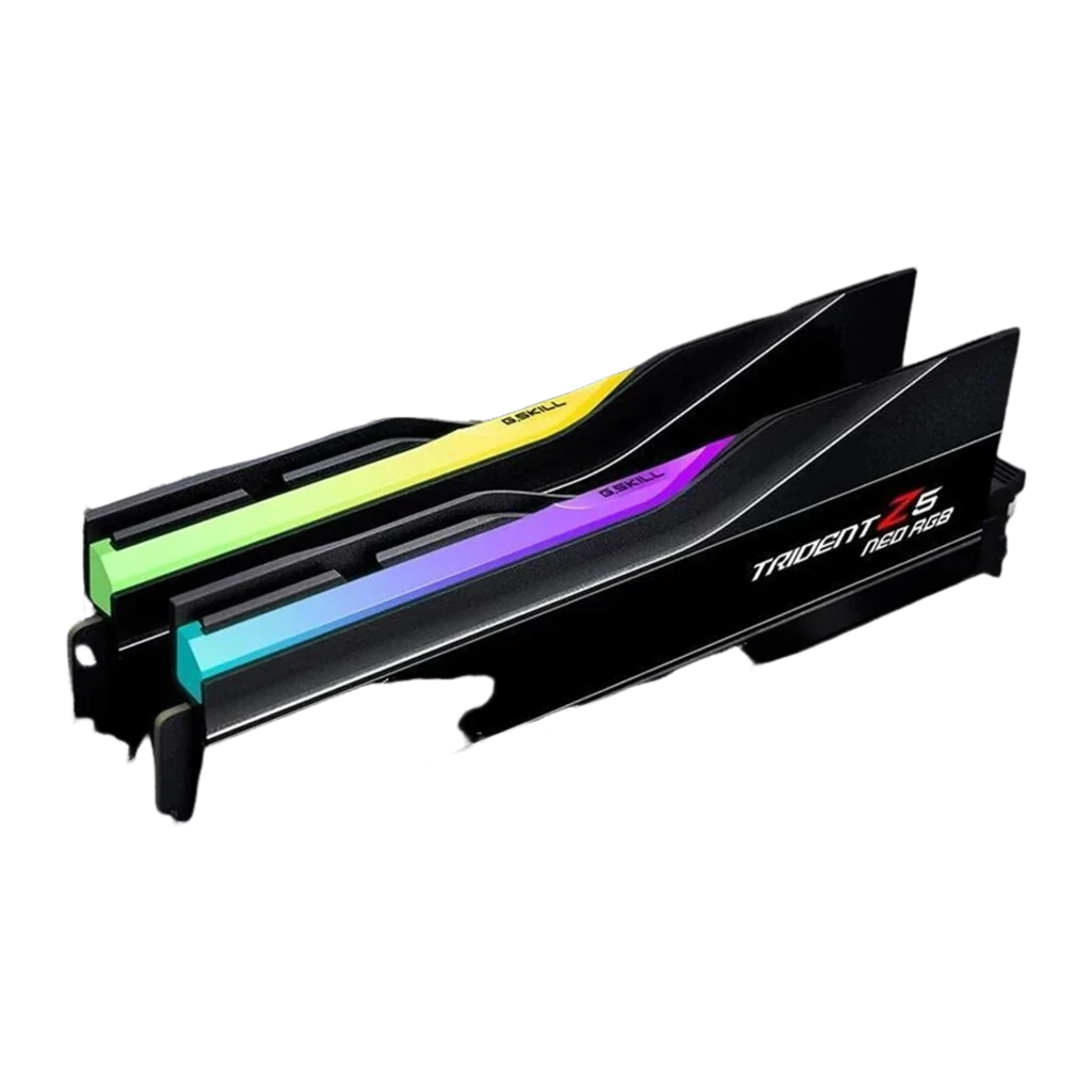 G.Skill Trident Z5 Neo RGB 64GB DDR5-6000 noir, vue de face: deux modules DIMM avec éclairage RGB bleu et vert sur le - Ítem2