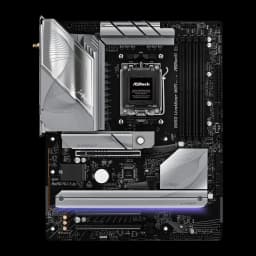 ASRock B850 LiveMixer WiFi DDR5 AM5 noir, vue de face: socket AM5, dissipateurs argentés, slots DDR5 et RGB PCIe