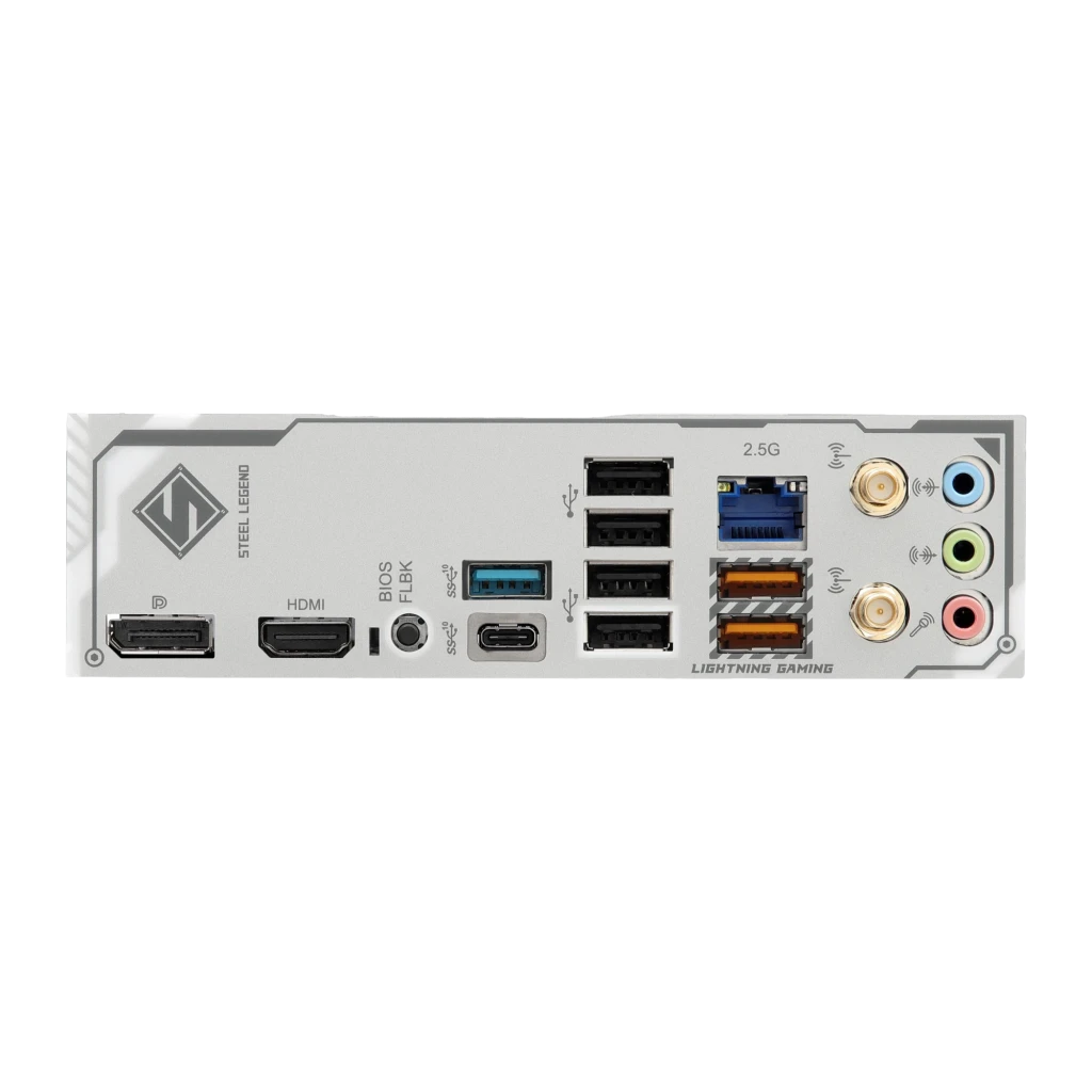 ASRock B850M Steel Legend WiFi AM5 branca, vista superior: socket AM5, slots DDR5, slot Blazing M.2 e dissipadores brancos - Item2