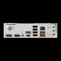 ASRock B850M Steel Legend WiFi AM5 blanche, panneau arrière: ports DisplayPort, HDMI, USB-C, USB 3.2, 2.5G LAN et audio