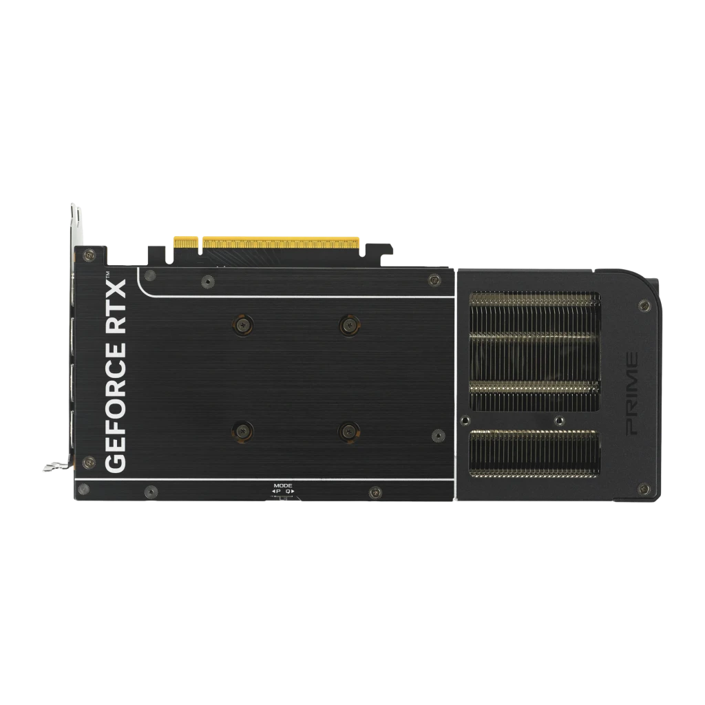 ASUS GeForce RTX 5060 PRIME OC 8GB preta, vista frontal: três ventoinhas com logo PRIME e conector PCIe dourado - Item1
