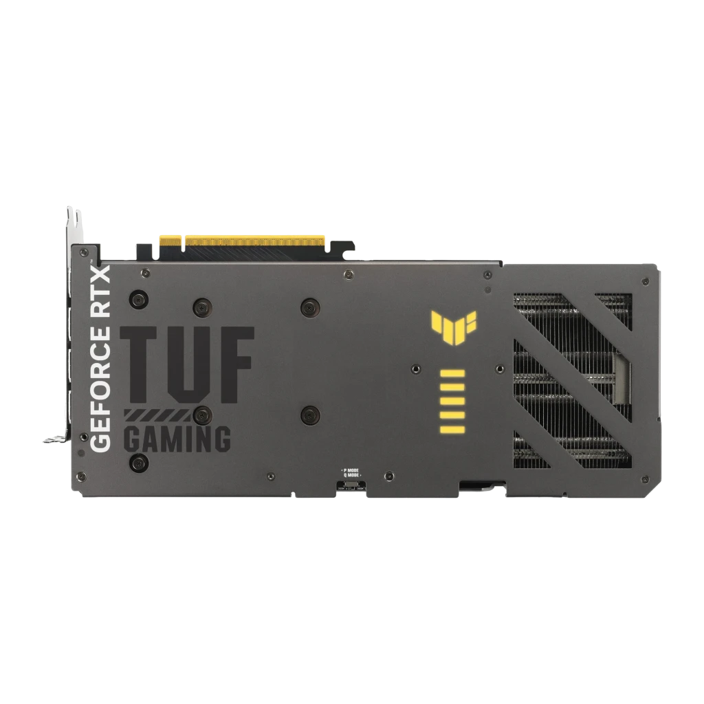 ASUS GeForce RTX 5060 TUF Gaming OC 8GB preto, vista frontal em ângulo: 3 ventoinhas, logos TUF e portas I/O - Item1