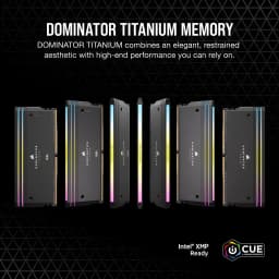 Corsair Dominator Titanium 32GB gris DDR5 6400MHz, múltiples ángulos: 6 módulos con iluminación RGB y disipador metálico