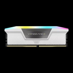 Corsair Vengeance RGB DDR5 5600MT/s 32GB blanco, vista frontal: un módulo DIMM, iluminación RGB en la parte superior y