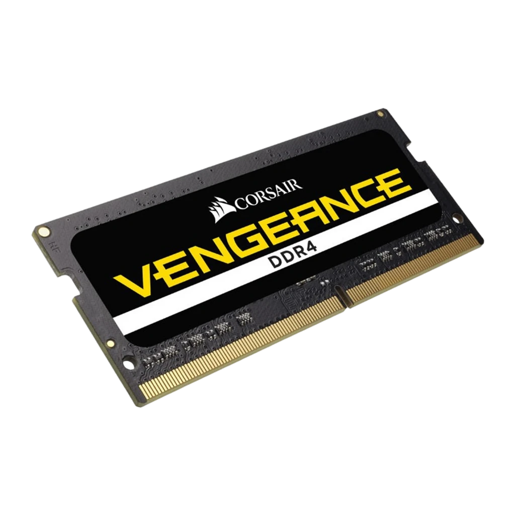 Corsair Vengeance 8GB DDR4 SODIMM 2400MHz noir, vue de face: étiquette avec logo Corsair et texte Vengeance DDR4 en jaune, - Ítem1