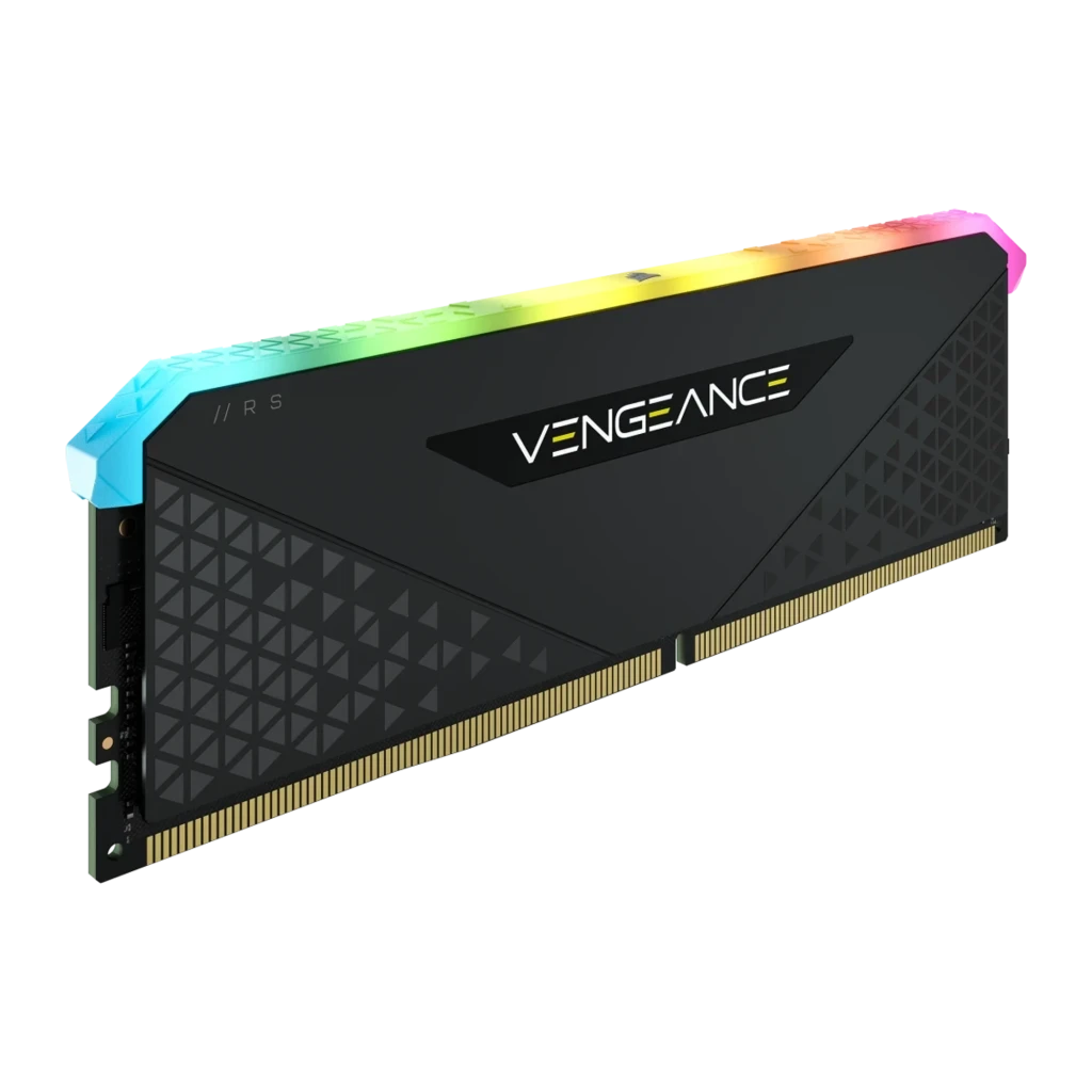 Corsair Vengeance RGB RS 16GB DDR4 3200MHz noir, vue de face: dissipateur texturé avec éclairage RGB en haut - Ítem2