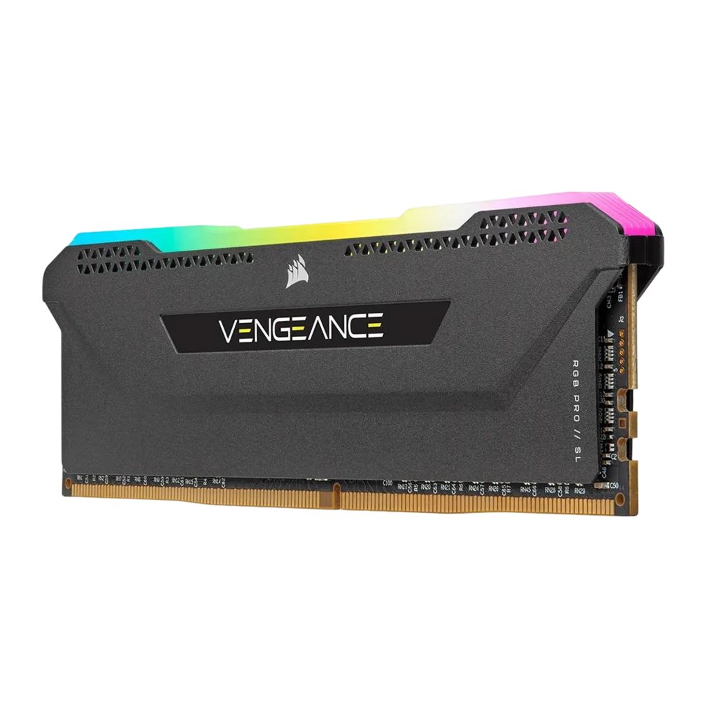 Corsair Vengeance RGB Pro SL 32GB noir, vue principale: kit 2x16Go DDR4 en angle avec éclairage RGB multicolore sur la - Ítem1