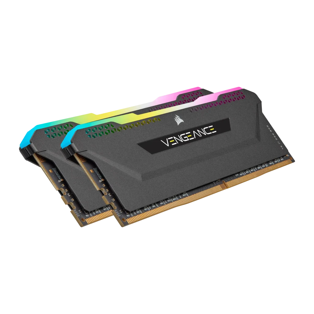 Corsair Vengeance RGB Pro SL 32GB noir, vue principale: kit 2x16Go DDR4 en angle avec éclairage RGB multicolore sur la - Ítem2