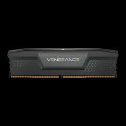 Corsair Vengeance 32GB DDR5 6400MHz negro, vista frontal: un módulo, disipador con logo VENGEANCE y patrón triangular