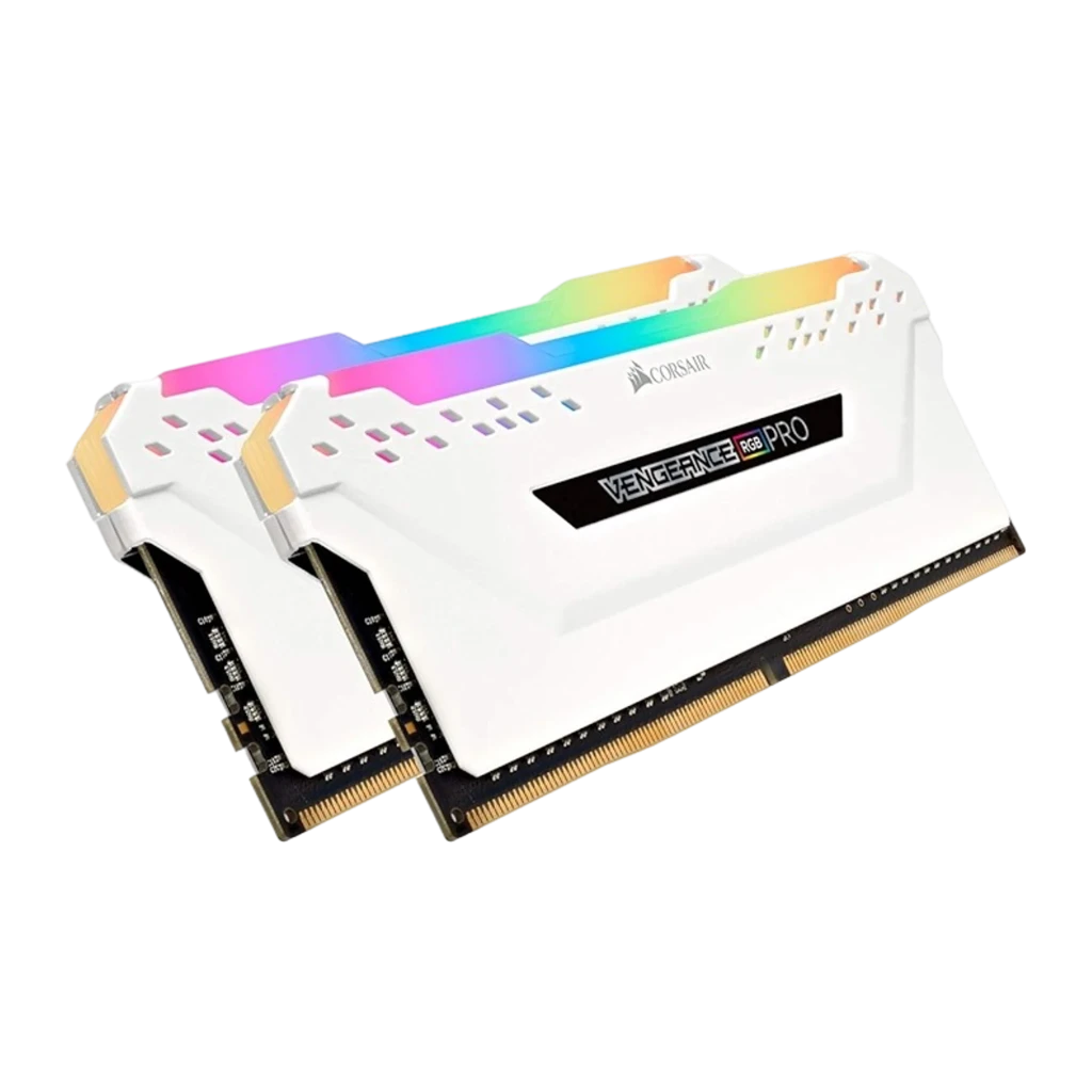 Corsair Vengeance RGB Pro 32GB Blanc, vue de face: kit 2x16GB empilé, dissipateur blanc avec éclairage RGB multicolore et - Ítem2