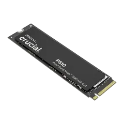Crucial P510 1TB M.2 preto, vista em ângulo elevado: face frontal completa com logos Crucial e P510 PCIe Gen5 NVMe 2280