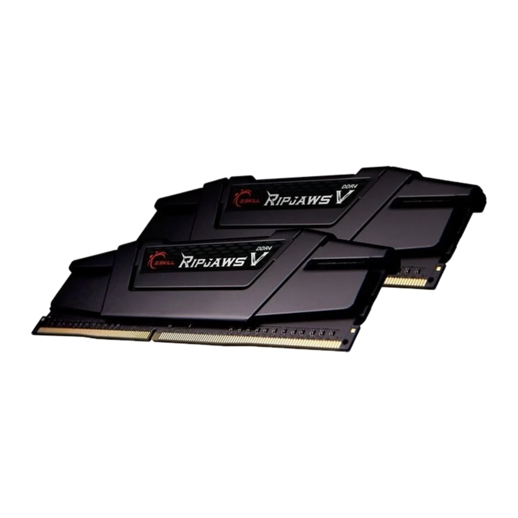G.Skill Ripjaws V DDR4 32GB 3600MHz noir, vue de face: deux modules empilés avec dissipateur noir et logo rouge - Ítem1