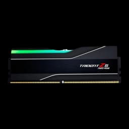 G.Skill Trident Z5 Neo RGB 32GB DDR5-6000 negro, vista frontal de un módulo: disipador negro con logo Trident Z5 Neo RGB y