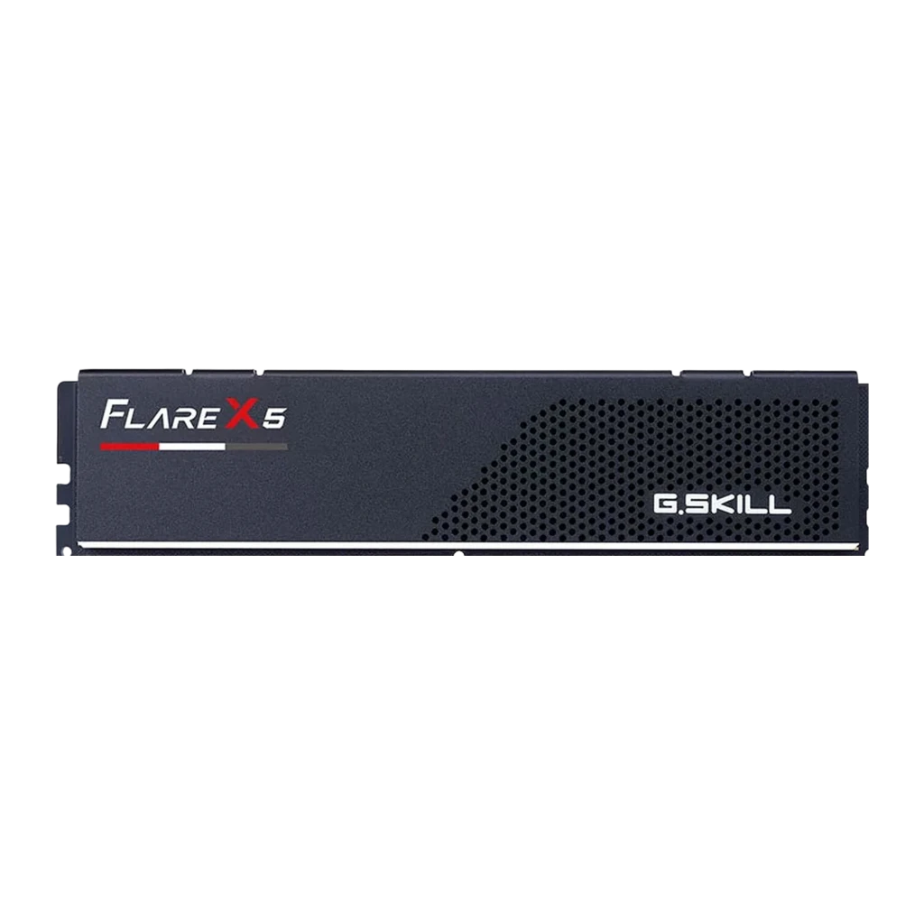 G.Skill Flare X5 48GB DDR5 noir, vue en perspective: deux modules DIMM avec dissipateur texturé et logo rouge et blanc - Ítem2