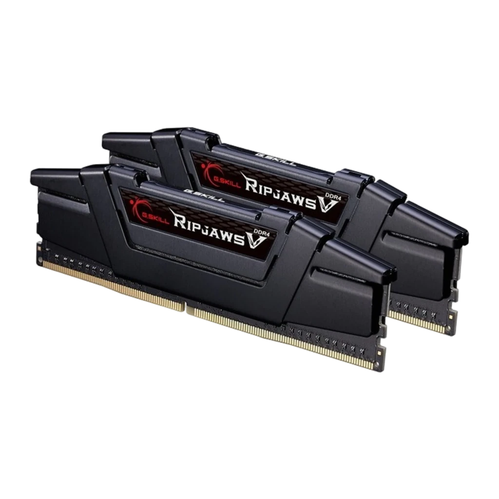 G.Skill Ripjaws V 32GB noir, vue de face: module DDR4 avec dissipateur noir et logo Ripjaws V rouge - Ítem1