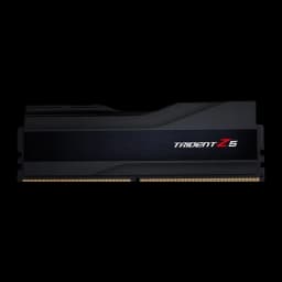 G.Skill Trident Z5 32GB negro, vista lateral plana: un solo módulo DDR5 con disipador cepillado, logo Trident Z5 y contactos
