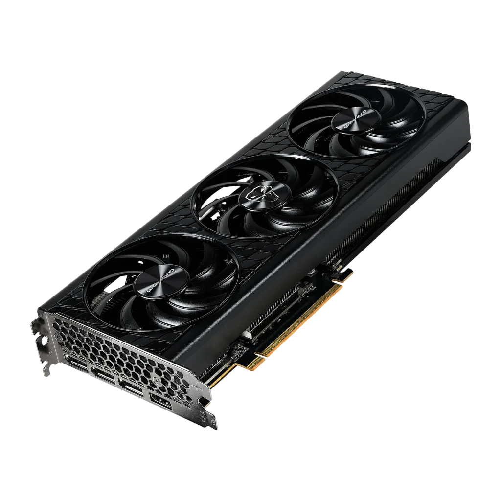 Gainward RTX 5060 Ti Python III OC 16GB negra, vista frontal: cubierta textura escamas con 3 ventiladores y logo serpiente - Ítem1