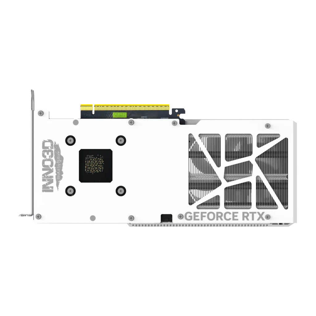 Inno3D GeForce RTX 5060 Ti TWIN X2 OC WHITE 8GB blanco, vista frontal: dos ventiladores con logo INNO3D y conector PCIe - Ítem2