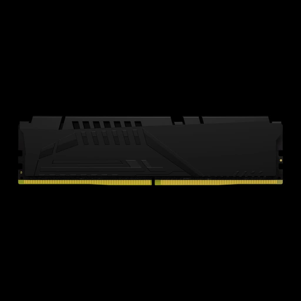 Kingston FURY Beast DDR5 32GB noir, vue latérale arrière: dissipateur lisse avec fentes de ventilation et contacts dorés