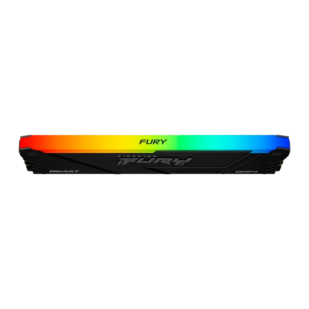 Kingston FURY Beast DDR4 16GB 3200MHz CL16 noir, vue en angle: kit dual deux barrettes RAM avec éclairage RGB sur la partie - Ítem1