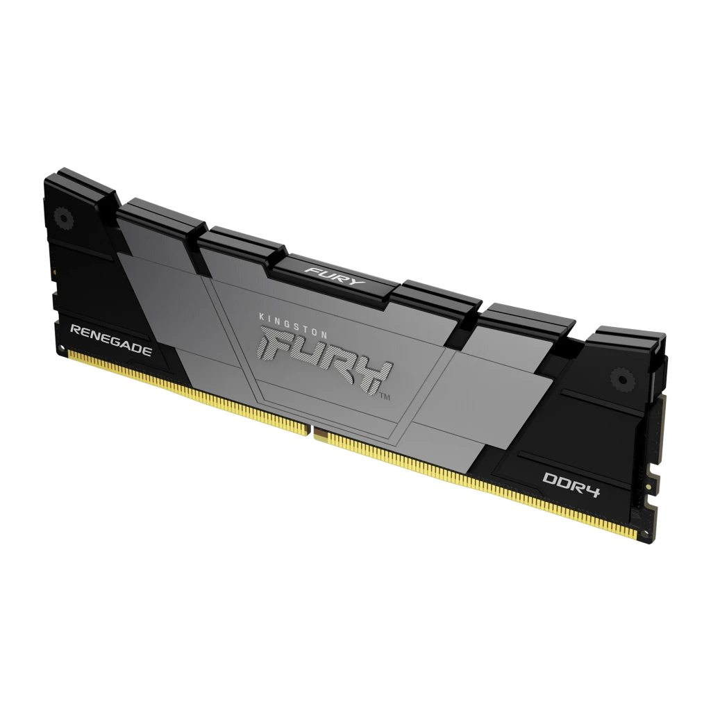 Kingston FURY Renegade 8GB DDR4 noir, vue de face: dissipateur noir lisse avec vis et contacts dorés - Ítem1
