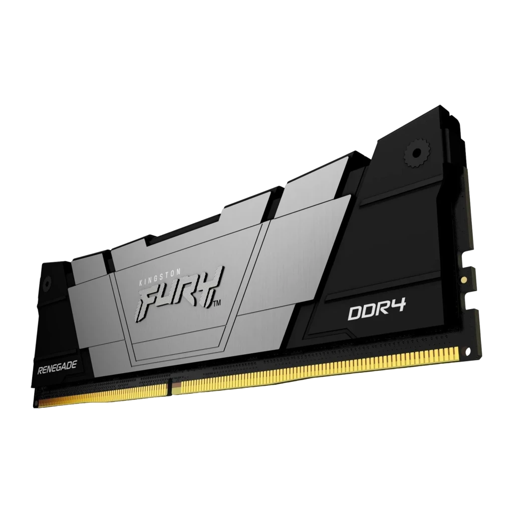 Kingston FURY Renegade 8GB DDR4 noir, vue de face: dissipateur noir lisse avec vis et contacts dorés - Ítem3