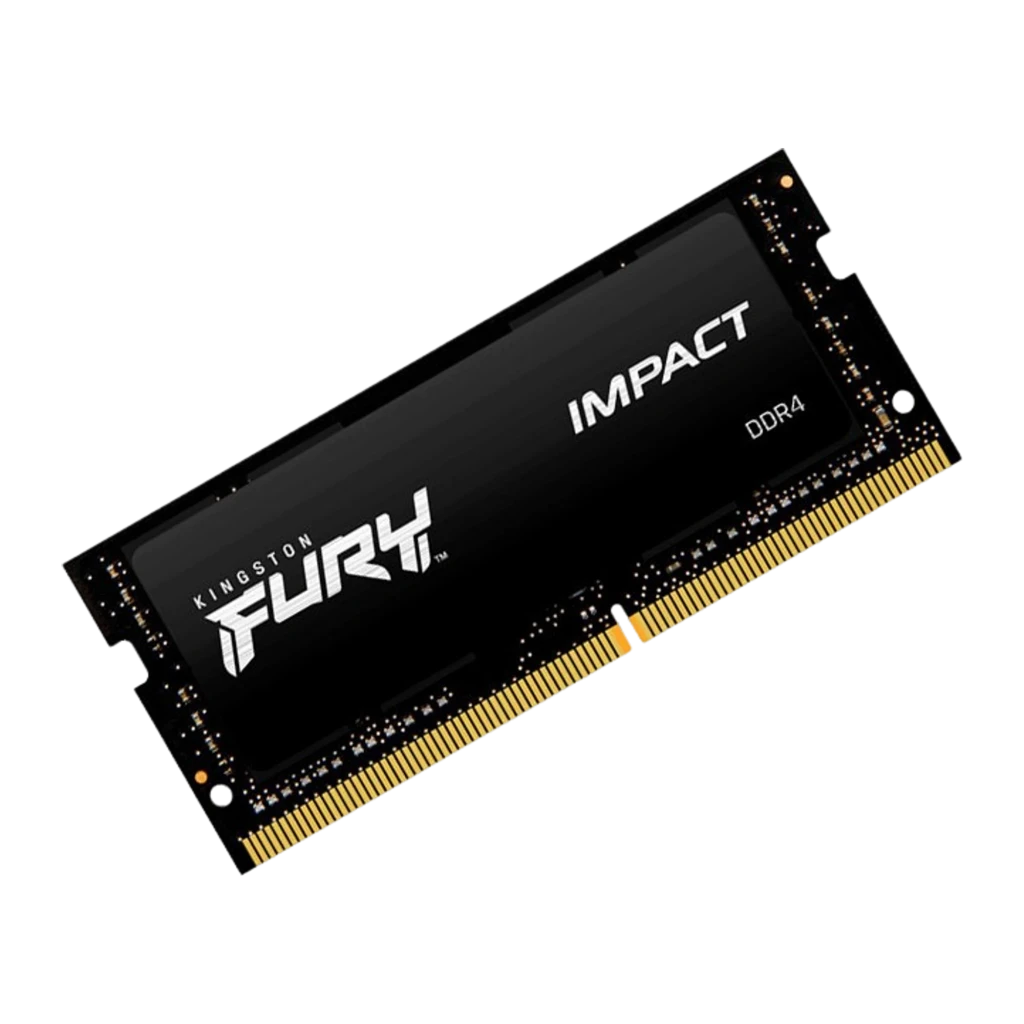 Kingston FURY Impact 8GB DDR4 noir, vue de face: étiquette FURY IMPACT DDR4, PCB noir et contacts dorés - Ítem2