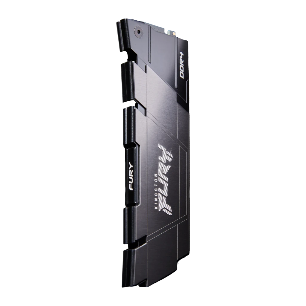Kingston FURY Renegade 16GB DDR4 noir, vue de face: dissipateur noir lisse avec vis et contacts dorés - Ítem3