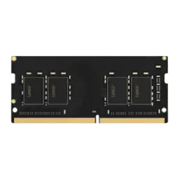 Lexar LD4AS008G DDR4 SO-DIMM 8GB noir, vue de face: puces mémoire avec logo Lexar et contacts dorés