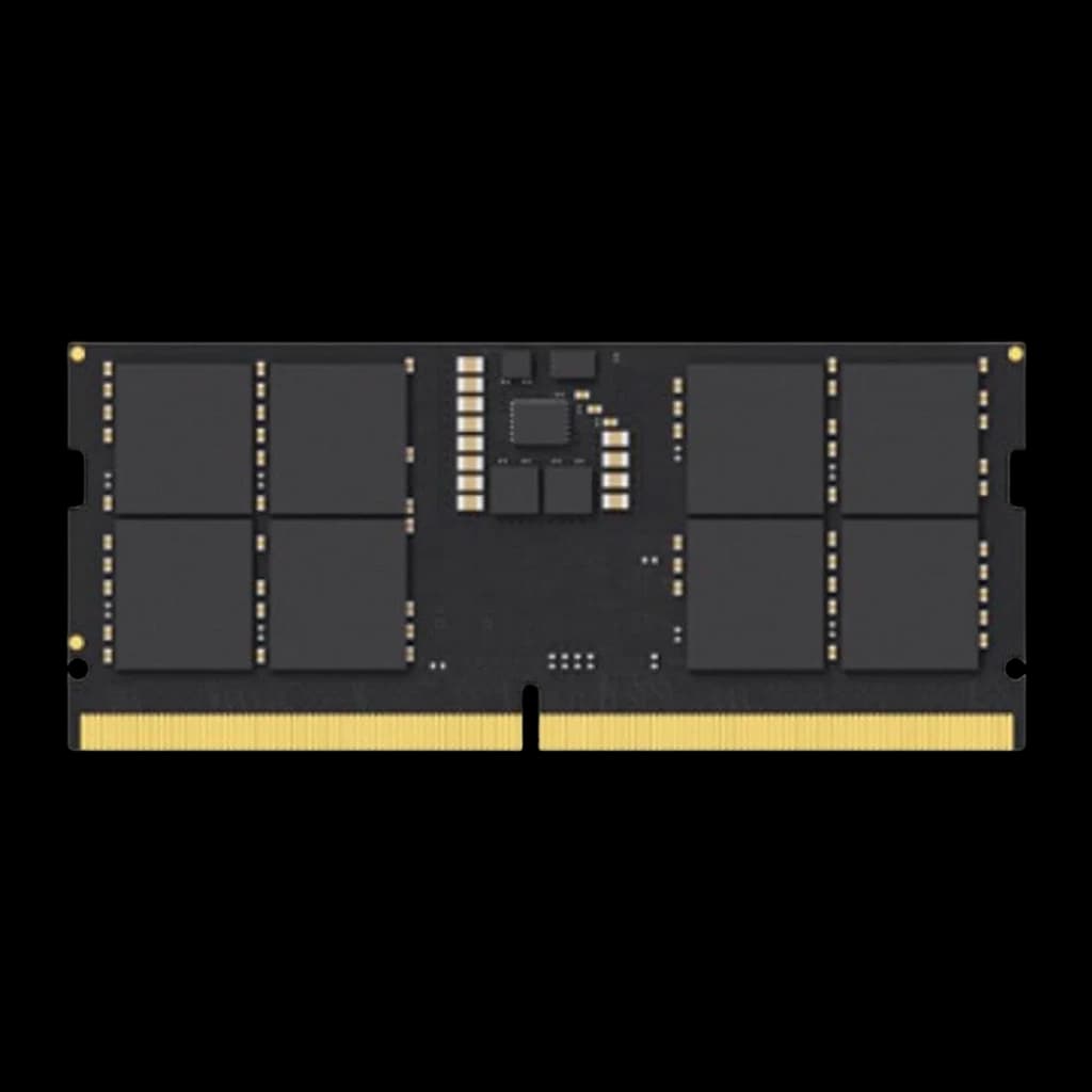 Lexar DDR5 SO-DIMM 16GB preto, vista traseira: PCB escuro com chips de memória visíveis sem etiqueta
