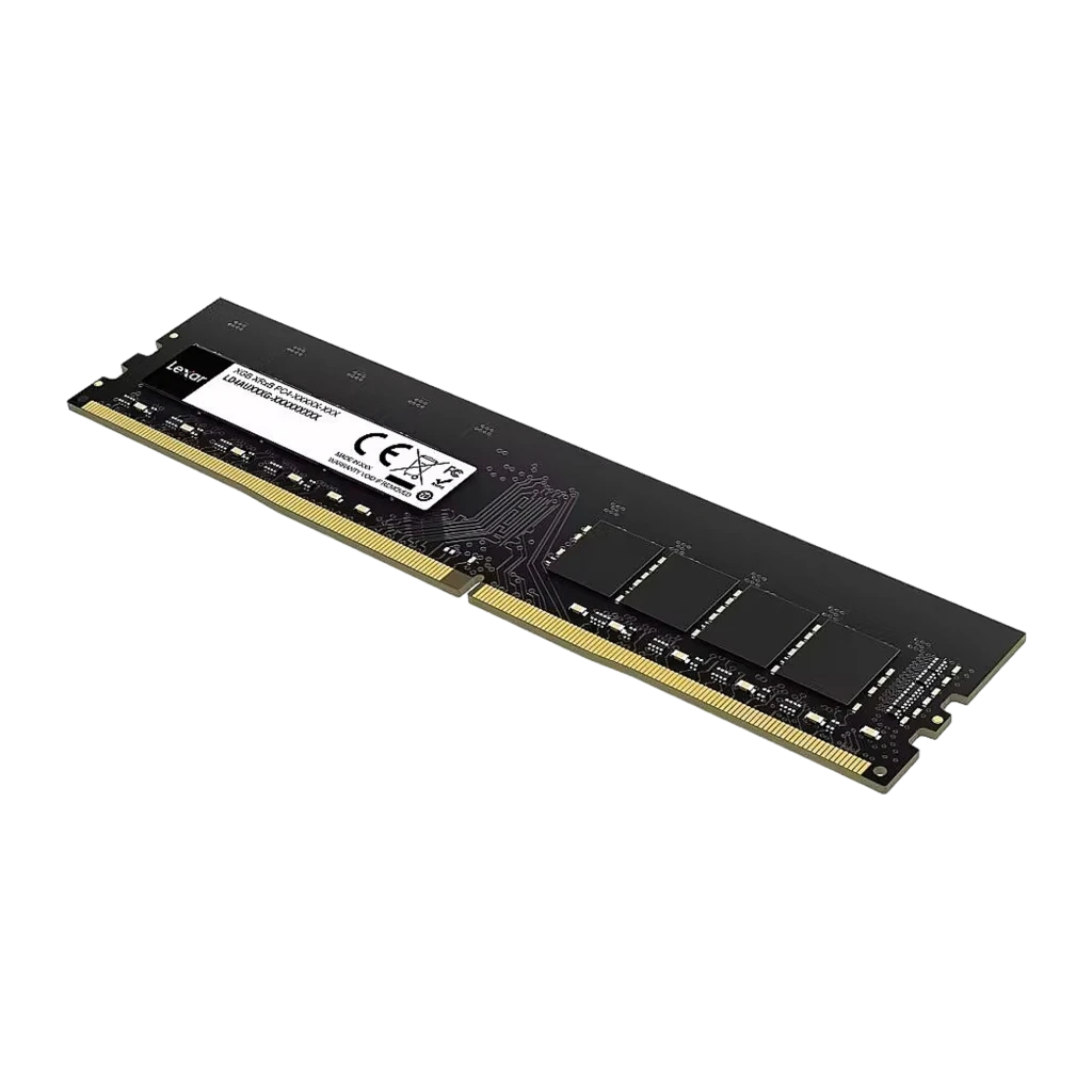 Lexar DDR4 3200MHz 32GB noir, vue de face: module DIMM noir avec puces Lexar et connecteur doré - Ítem1