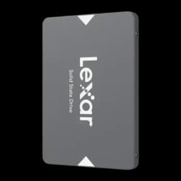 Lexar NS100 1TB cinza, vista lateral vertical: borda direita com parafusos e espessura do chassi 2,5