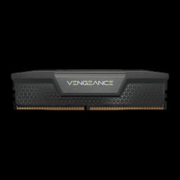 Corsair Vengeance DDR5 8GB negro, vista frontal: disipador con logo VENGEANCE y patrón triangular