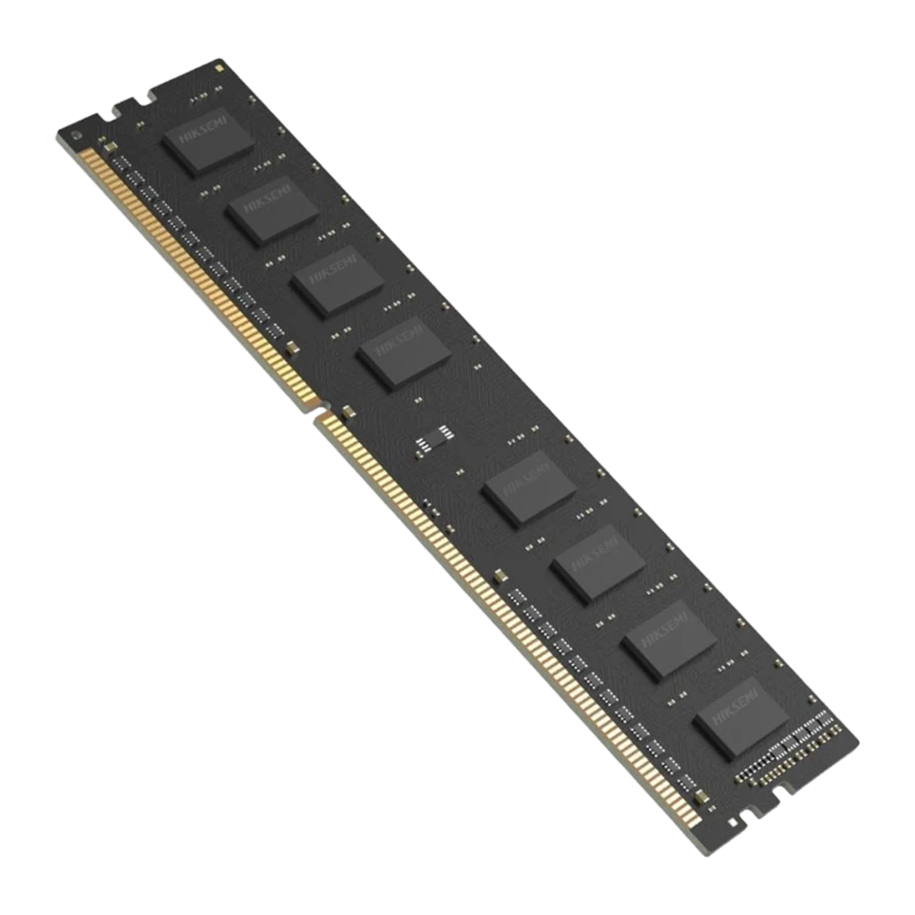 Hiksemi Hiker DDR4 16GB 3200MHz UDIMM noir, vue de face: face avec étiquette CE, puces et connecteur doré - Ítem1