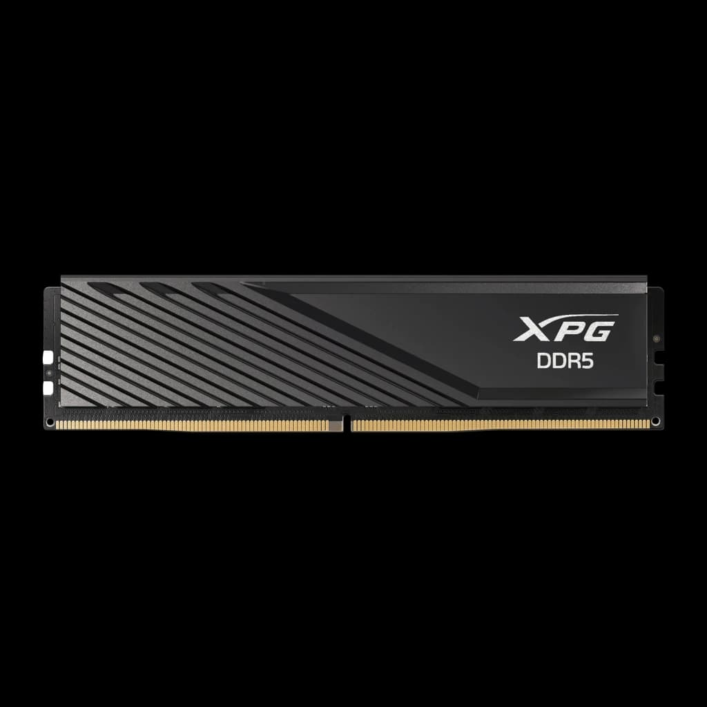 XPG Lancer Blade 16GB DDR5 6000MHz preto, vista frontal: dissipador preto com linhas diagonais e logo XPG DDR5