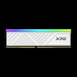 XPG Spectrix D35G 16GB DDR4 3600MHz branca, vista frontal: dissipador branco com padrão em V e faixa RGB multicolor no topo