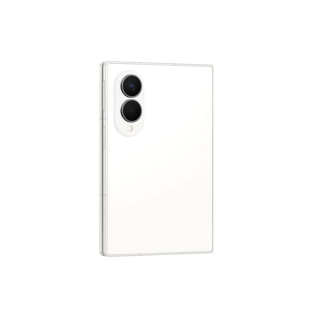 Samsung Galaxy Z Fold8 5G cream dobrável aberto, tela interna 7,6 polegadas AMOLED 2X 120Hz com furo central e módulo traseiro com duas câmeras alinhadas - Item4