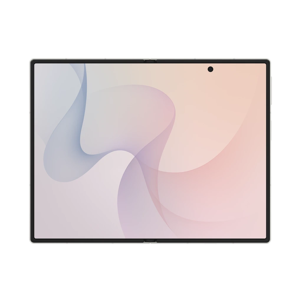 Samsung Galaxy Z Fold8 5G cream dobrável aberto, tela interna 7,6 polegadas AMOLED 2X 120Hz com furo central e módulo traseiro com duas câmeras alinhadas - Item6