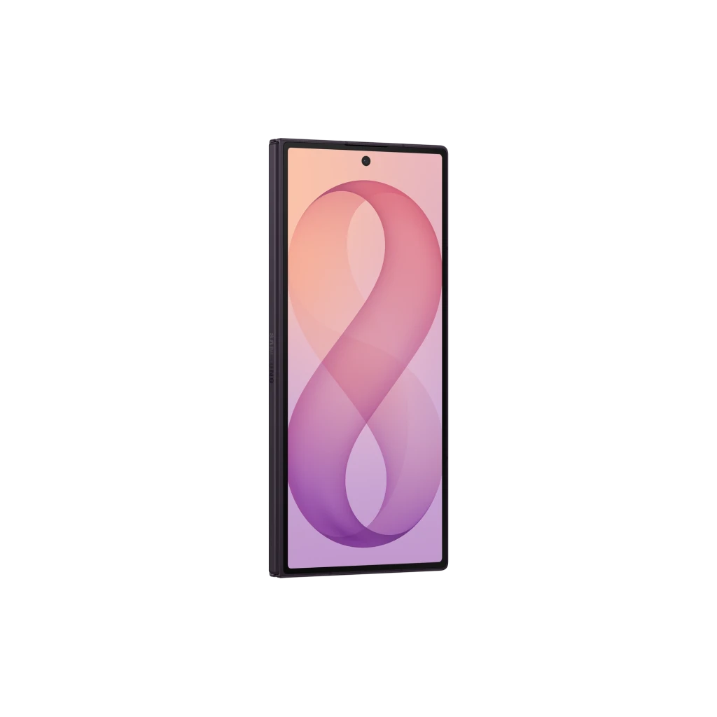 Samsung Galaxy Z Fold8 Ultra 512GB Violeta, vista frontal e traseira: dobrável aberto, módulo de câmeras triplo e ecrã - Item4