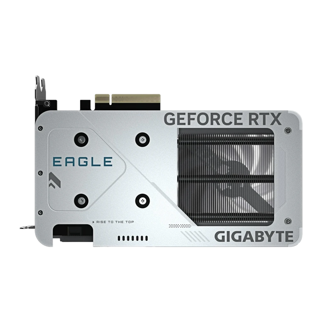 Gigabyte RTX 5060 Eagle OC Ice 8GB blanco, vista frontal en ángulo: dos ventiladores con logo Eagle y Gigabyte, bracket - Ítem1