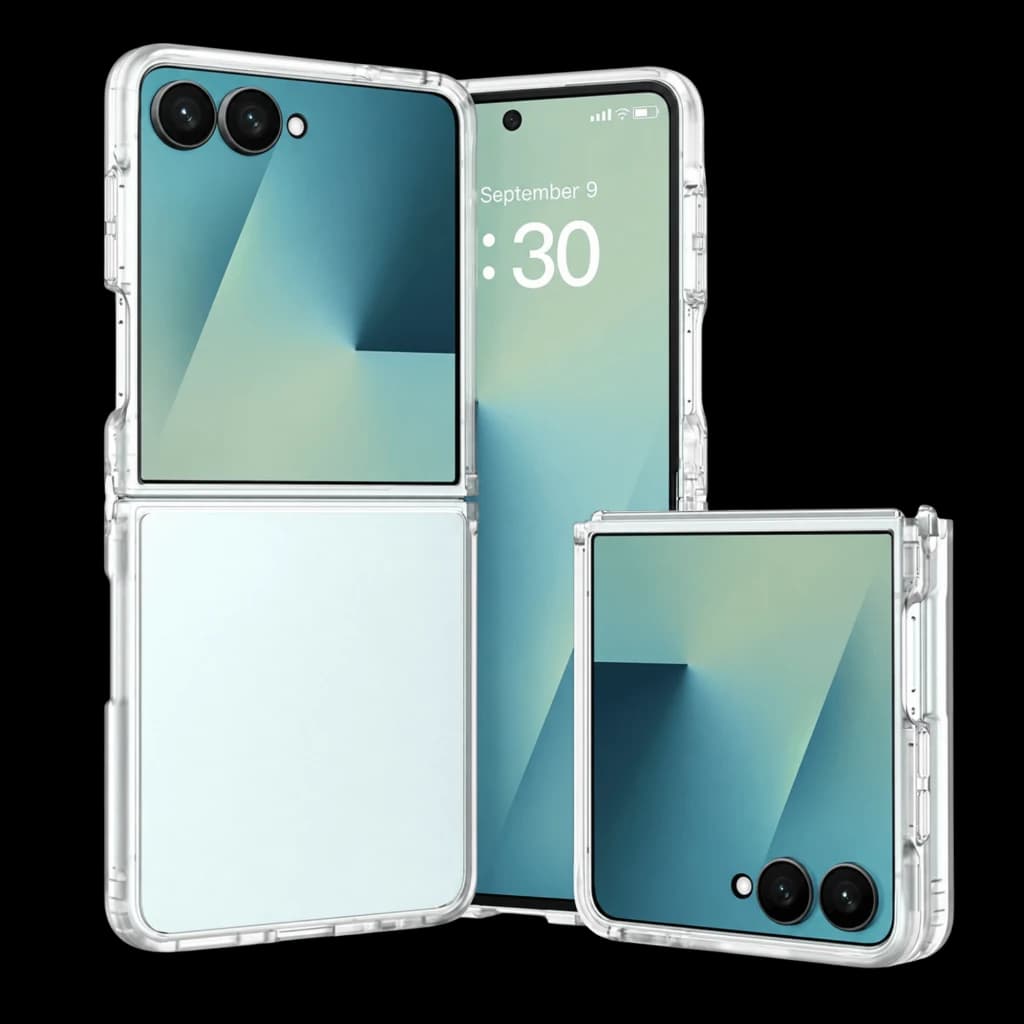 Capa de silicone transparente reforçada para Samsung Galaxy Z Flip 8, duas peças, cantos com proteção, recortes precisos para câmeras duplas e portas