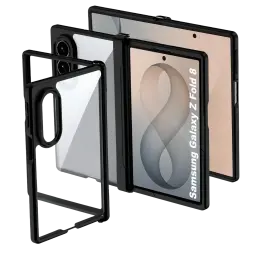 Funda Samsung Galaxy Z Fold8 Hard Premium Negro con diseño rígido, bordes reforzados y panel trasero transparente; protección 360 y cortes precisos para