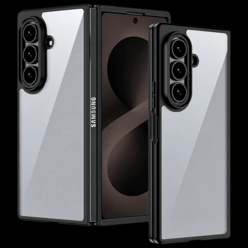 Capa Samsung Galaxy Z Fold 8 Ultra Square Hard Premium Preto com design quadrado, bordas reforçadas, traseira translúcida rígida e proteção das câmeras